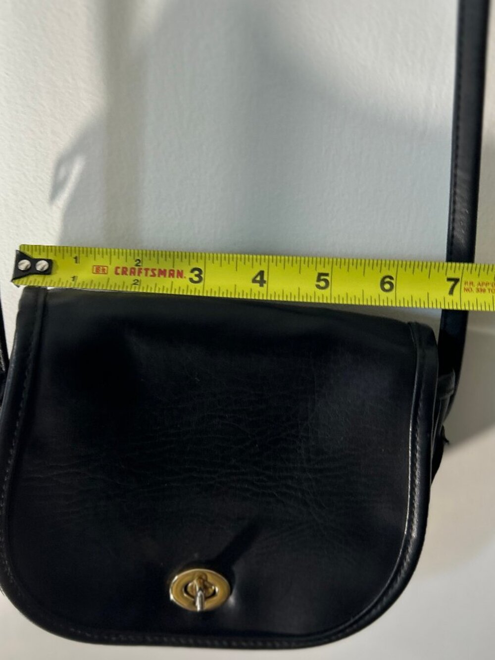 Vintage 90s Daniella Bag Black Leather Mini Crossbody Purse Gold Turn Lock - Picture 8 of 10